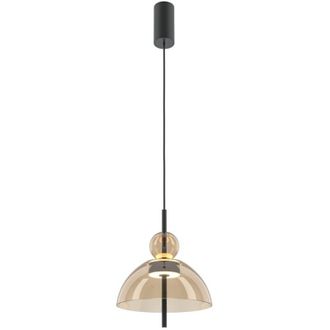 Maytoni Maytoni Bangkok I Lámpara de techo colgante moderna de 25 cm con forma de cúpula, color negro, 3000 K, 1300 lm, pantalla coñac