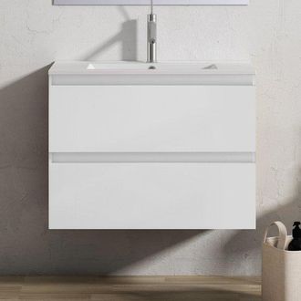 Adema Chaci Badkamermeubelset - 60x46x57cm - 1 ovale keramische wasbak wit - 1 kraangat - 2 lades - mat wit