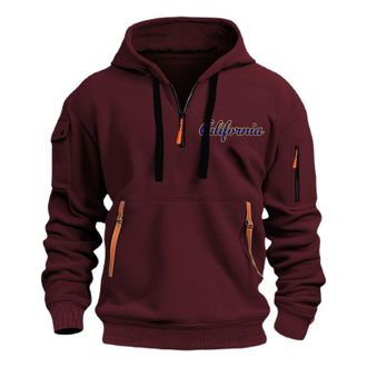 Generic Mens Hoodie, Hooded Sweatshirt, Mens Oversize, Grey Warm Long Sleeve Hoodie, Hooded Pullover, Autumn Sweatshirts, Tops, Hooded Sweatshirt for Men, red