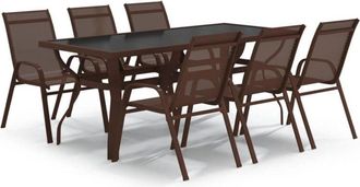 vidaXL 7 Piece Garden Dining Set Brown and Black Vidaxl