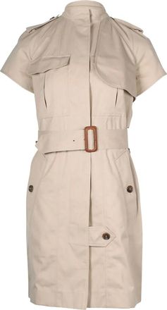 Celine 2000s short-sleeved belted dress - Neutrals