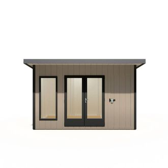 Shires Cali 12x8 ft Pent & Storage Garden Office - L334xW402xH246.1 cm in Light Brown