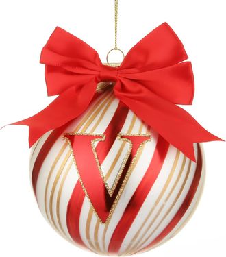 KASANOVA Pallina Natale con lettera V 10 cm Circus rosso