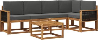 vidaXL Conjunto De Sof&aacute;s De Exterior 6 Uds. Natural Y Antracita Vidaxl