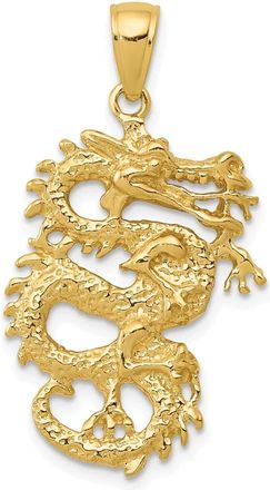 Diamond2Deal 10k Yellow Gold Solid 3-D Dragon Pendant
