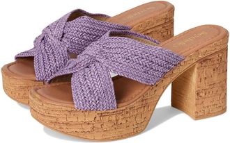 Seychelles Adorned Raffia Platform Slide Womens Wedge Shoes Lavender : 9.5 M, Synthetic