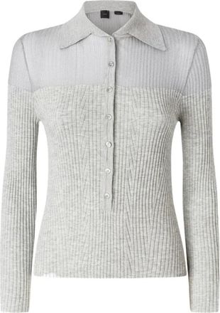 Pinko Grijze Button-Up Sweater Lange Mouw - Dames - Ronde hals truien - Grijs - L - Truien & Vesten