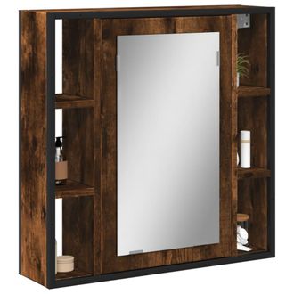 vidaXL Armario Con Espejo Ba&ntilde;o Madera Roble Ahumado 60x16x60 Cm Vidaxl