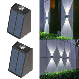 OEM Juego De 2 Luces Solares Para Exteriores, Iluminaci&oacute;n Ambiental Decorativa Para Patio Y Jard&iacute;n, Aplique De Pared Impermeable, Iluminaci&oacute;n Hacia Arriba