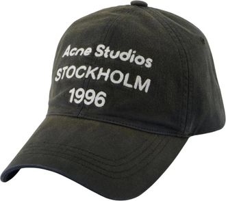 Acne Studios Accessoires, unisex, Zwart, ONE Size, Katoen, Logo Cap