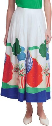 Boden Valentina Linen Skirt in Mutli Abstract Valley at Nordstrom, Size 10