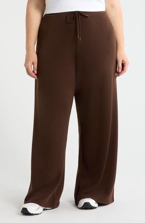 Zella Ultra Soft Wide Leg Pants in Brown Mole at Nordstrom, Size 3X