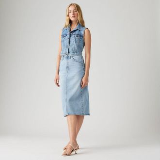 Levi's High Rise Back Slit Skirt - Womens - 23 - Blue