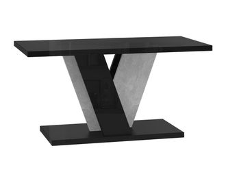 Mirjan24 Mesa De Centro Goodyear 128, Negro Brillante + Hormig&oacute;n, 60x70x110cm, Di&aacute;metro: 0, Aglomerado Laminado, Angular