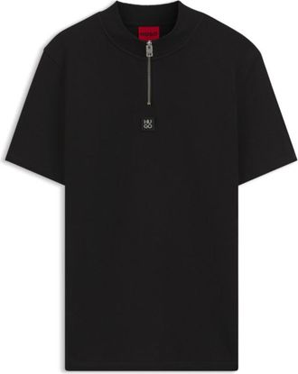 HUGO BOSS Cotton-blend T-shirt with zipper neck