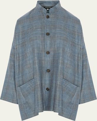 Eskandar Wide Mandarin Jacket (Long Length)