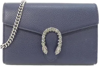 Gucci Blue Leather Chain/Shoulder Wallet (Pre-Owned)