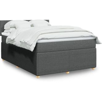 vidaXL Cama Box Spring Con Colch&oacute;n Tela Gris Oscuro 140x200 Cm Vidaxl