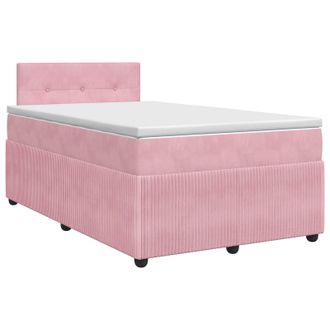 vidaXL Cama Box Spring Con Colch&oacute;n Rosa 120 X 190 Cm Terciopelo Vidaxl