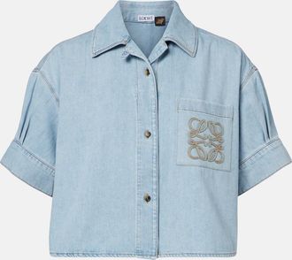Loewe Paulas Ibiza Anagram cropped denim shirt