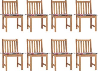 vidaXL Sillas De Jard&iacute;n 8 Unidades Madera Maciza De Teca Con Cojines Vidaxl
