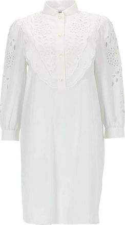 Valentino Geborduurd Minijurkje - Dames - Shirt Kleedjes - Wit - S - Katoen - Kleedjes