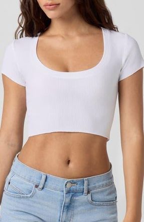 Florence By Mills Softie Rib Short Sleeve Crop Top in Bright White at Nordstrom Rack, Size Xx-Large