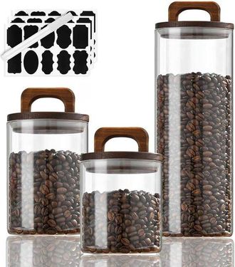 No Brand Adecuado Para Tarros De Almacenamiento. Juego De 3 Tapas Para Recipientes De Vidrio De 700/800/1800 Ml. Tapas De Madera Herm&eacute;ticas Para Especias Y Mue