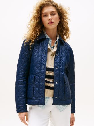 Tommy Hilfiger Steppjacke TOMMY HILFIGER PADDED NYLON SLIM QUILTED JACKET, Damen, Gr. XXXL(46), blau (schwarz night navy), Web, Obermaterial: 100% Polyamid, unifarbe