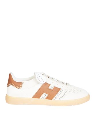 Hogan White Leather Tan Accents Sneakers