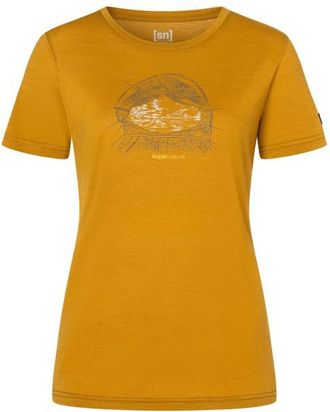 super.natural Tent View Tee Merinoshirt f&uuml;r Damen | dried tobacco / various