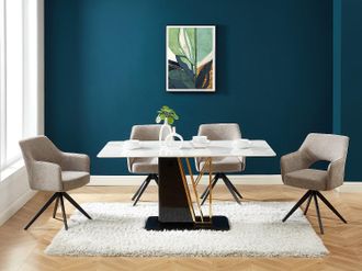 Vente-Unique Sedia girevole con braccioli in Tessuto e Metallo Tortora - KONYA