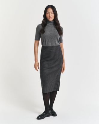 GANT Women Midi Checked Wool Pencil Skirt (46) CHARCOAL MELANGE