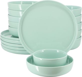 Elama Duncan 18 Piece Porcelain Dinnerware Set in Black