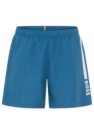 HUGO BOSS Badeshorts BOSS Dolphin, Herren, Gr. XXL, N-Gr, blau (mittelblau), Microfaser, Polyester, Badehosen Badeshorts, mit seitlichem Kontraststreifen