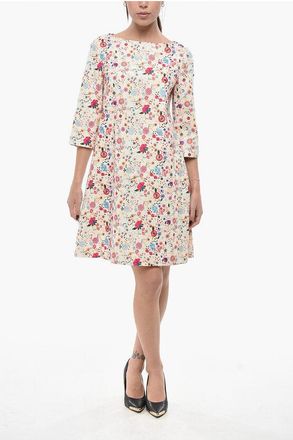 Ines De La Fressange Embroidered Cotton Dress MEGAN With 3/4 Sleeves size 40