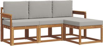 vidaXL Conjunto De Sof&aacute;s De Exterior 4 Uds. Gris Natural Y Claro Vidaxl