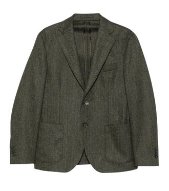 Luigi Bianchi Green Notched Lapel Blazer