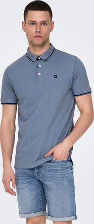 Only & Sons Poloshirt ONLY & SONS ONSFLETCHER SLIM SS POLO NOOS, Herren, Gr. XL, grau (flint stone), Piqu&eacute;, Obermaterial: 100% Baumwolle, unifarben mit Farbeinsat