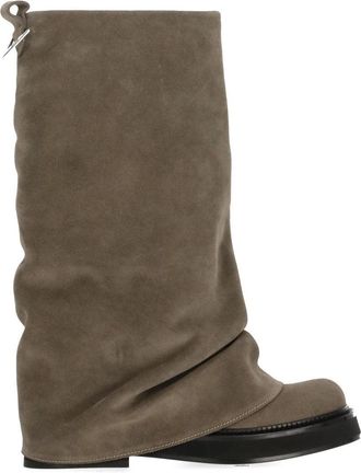 The Attico Brown Combat Robin Draped Suede Boots