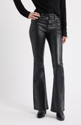 Rag & Bone Flexi Dahlia Coated Mid Rise Flare Jeans in Black Coated at Nordstrom, Size 27