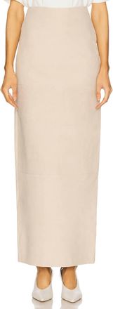 L'Academie Marianna Kofi Suede Maxi Skirt In Beige Gray