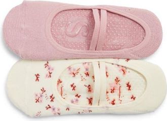 Stems 2-Pack Blossom Grip Socks in Ivory Pink at Nordstrom