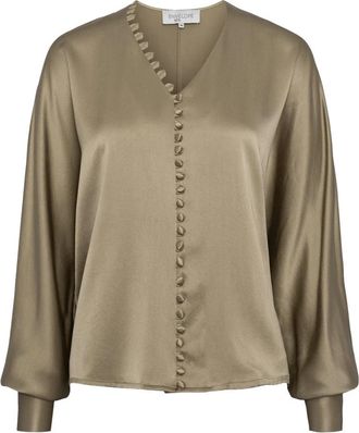 Envelope 1976 Zijden Cannes Blouse Olijf - Dames - Blouses - Groen - M - Overhemden