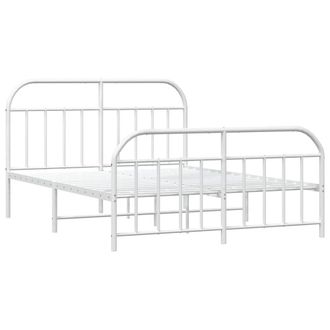 Berkfield Home Metal Bed Frame with Headboard & Footboard White 183x213 cm
