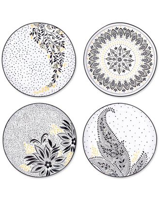 Portmeirion Set Of 4 Artisanne Noir Salad Plates