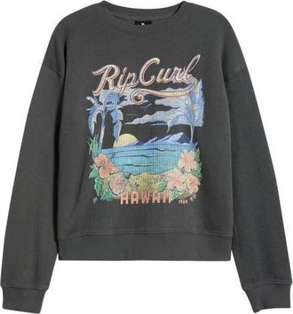 Rip Curl Saloon Relaxed Graphic Sweatshirt in Hawaii Washed Black at Nordstrom, Size Xx-Small