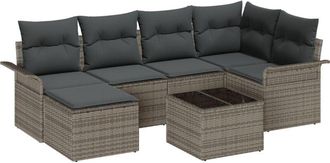 vidaXL Vidaxl - Garden Sofa Set with Cushion 7 pcs Grey Poly rattan