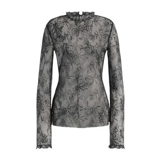 Alberta Ferretti Lace Blouse with Sequins - female - Alberta Ferretti - Blouses - Gray - M - Blouses & Shirts