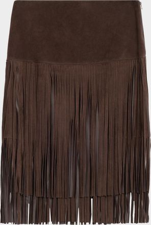 Kobi Halperin Kyla Fringed Suede Midi Skirt